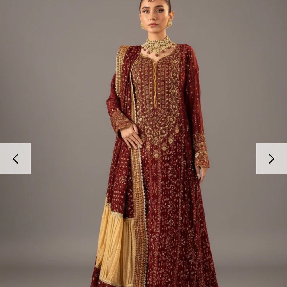 Luxurious Burgundy and Gold Embellished Maxi Dress